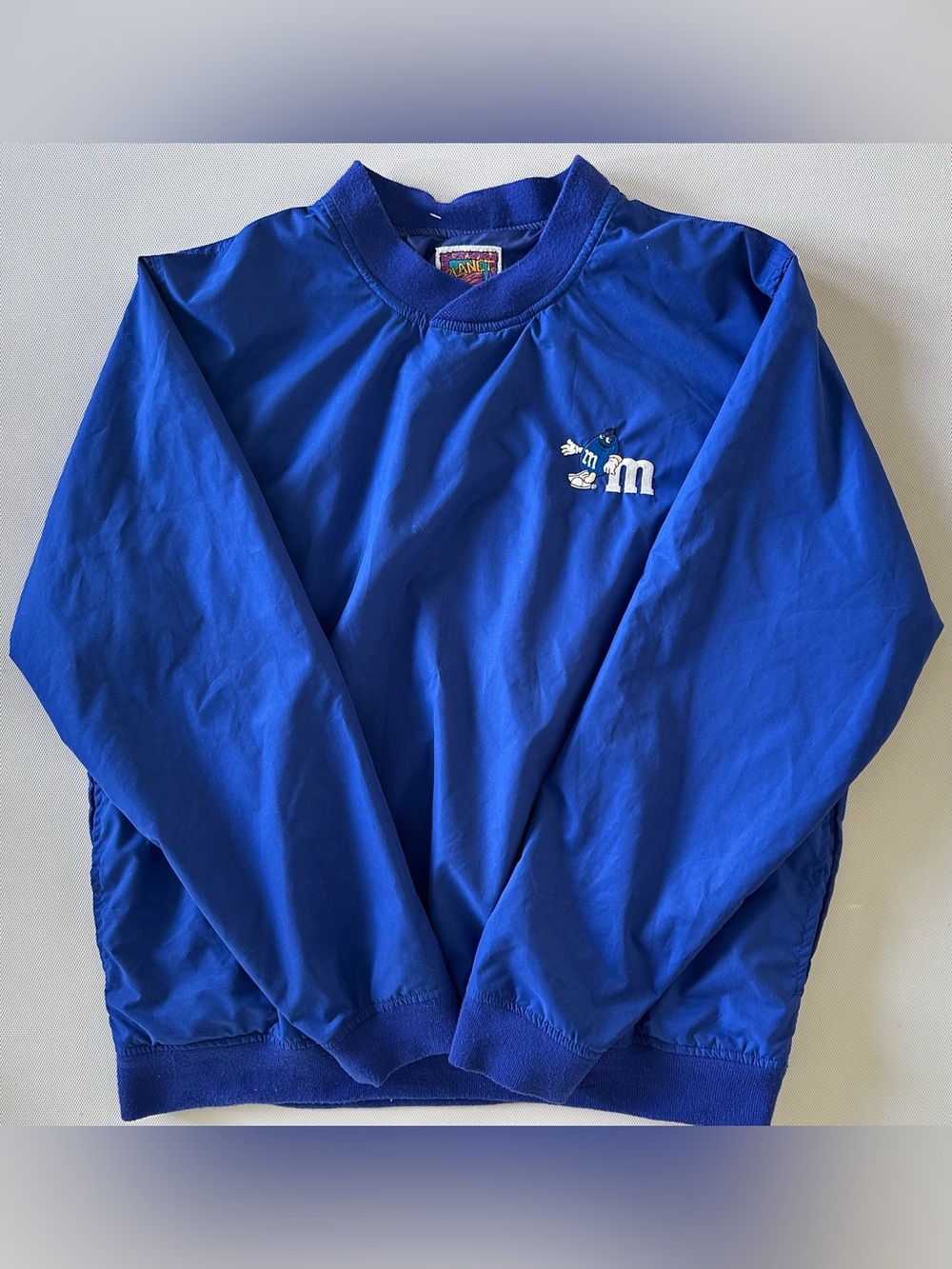 Vintage Planet Mars Blue M&M’s Graphic Embroidered Pullover Men’s L Blue